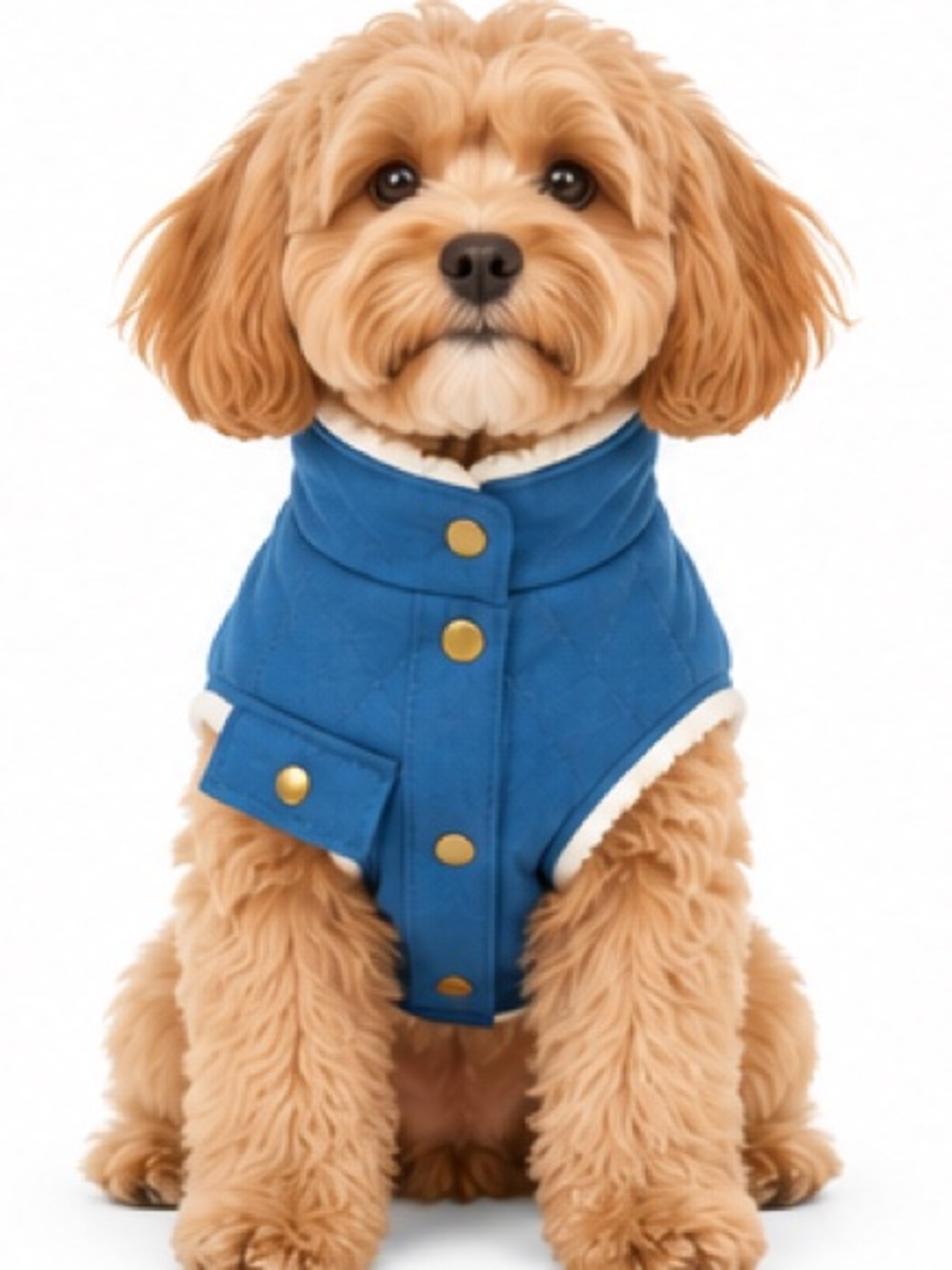NEW - Furry Friends Blue Quilted Sherpa Dog Jacket Coat – Size Medium